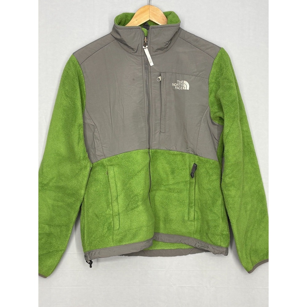 The‎ North Face Denali Fleece Jacket Womens Green Gray Logo Zipper Pockets S